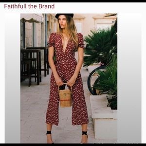 Faithfull the Brand Red Floral Jumpsuit